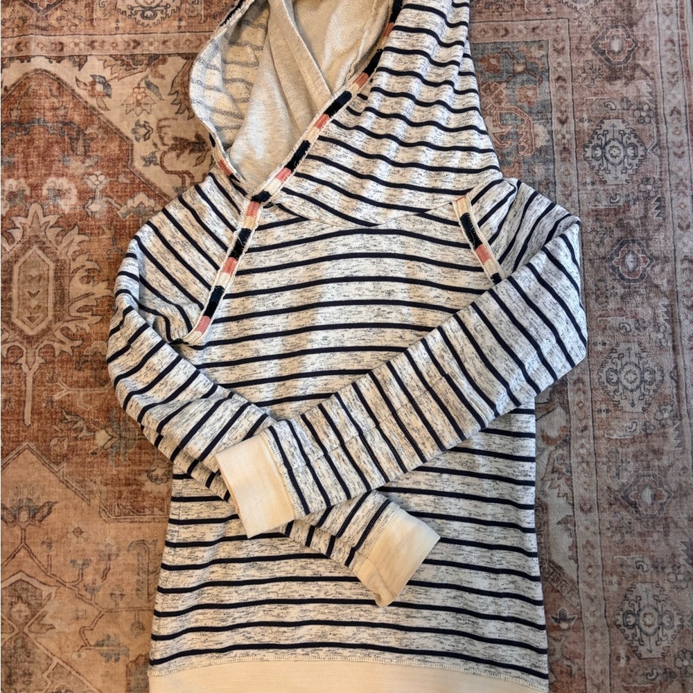 Anthropologie Striped Hoodie with Navy and Cream Accents